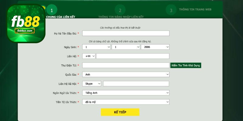Hướng dẫn tạo tài khoản cho đại lý FB88